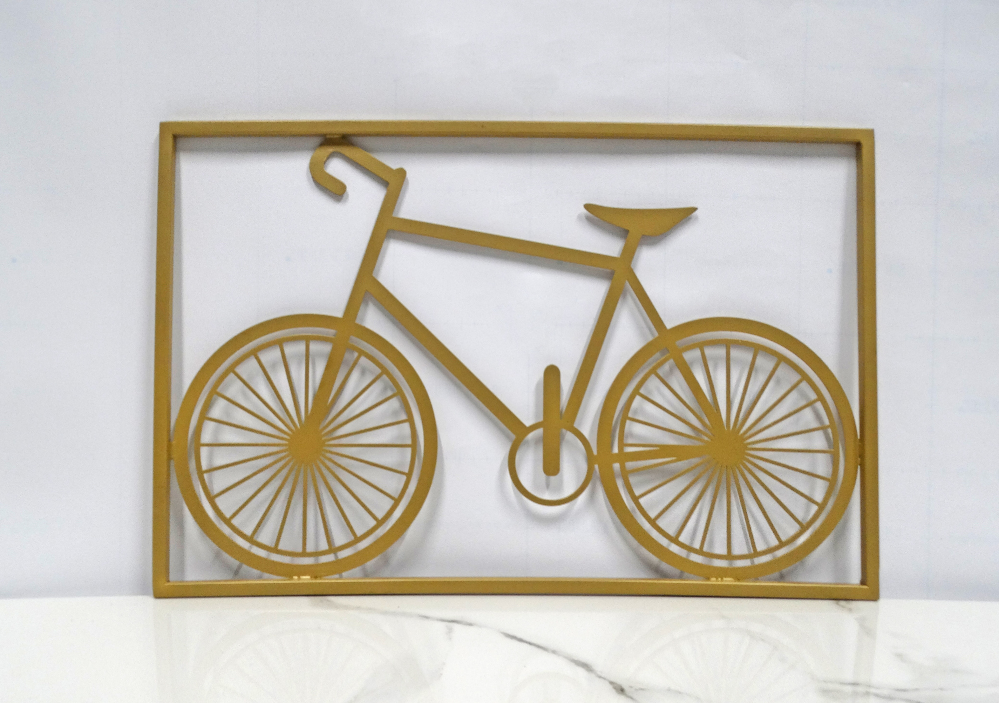 Quadro Metal Bike Pronta Entrega Dourado Decoração de Parede Design Moderno Ciclismo Bicicleta Originalidade Arte de Alta Qualidade Arte Contemporânea Elegância Durabilidade Quadros Decorativos para Sala Quarto Escritório Moderno