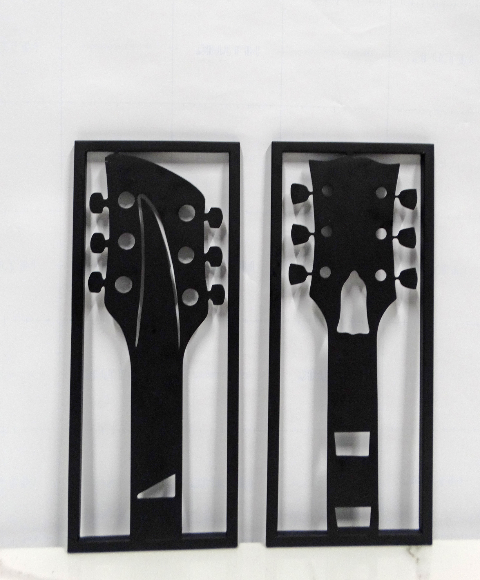 Quadros Metal Guitarra Conj.2 Pronta Entrega Decoração de Parede Design Moderno Música Guitarras Violão Originalidade Arte de Alta Qualidade Arte Contemporânea Elegância Durabilidade Quadros Decorativos para Sala Quarto Escritório Moderno